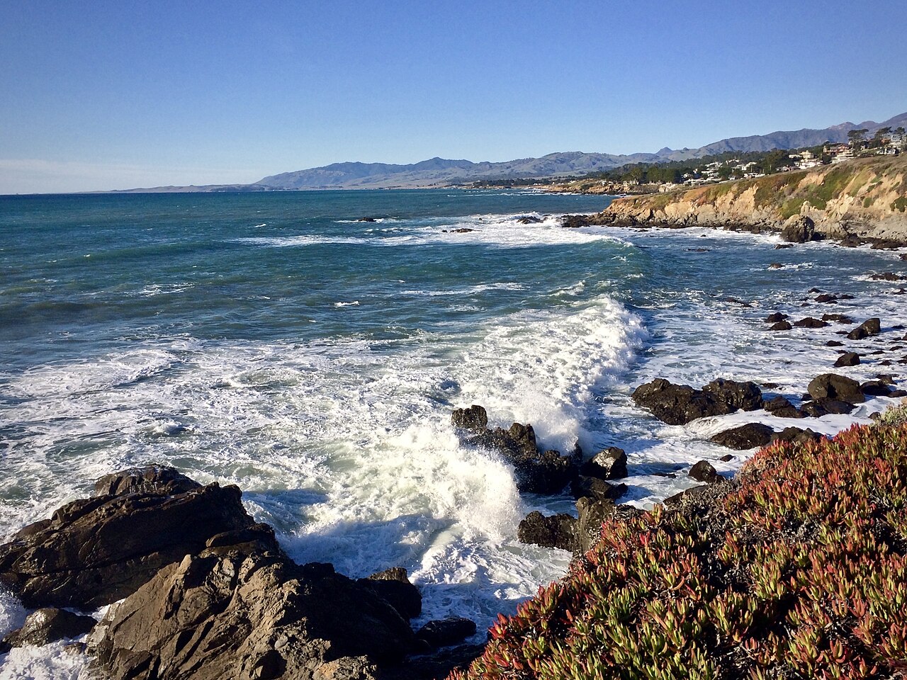 Rocky Pacific coastline at Fiscalini Ranch Preserve in Cambria, California