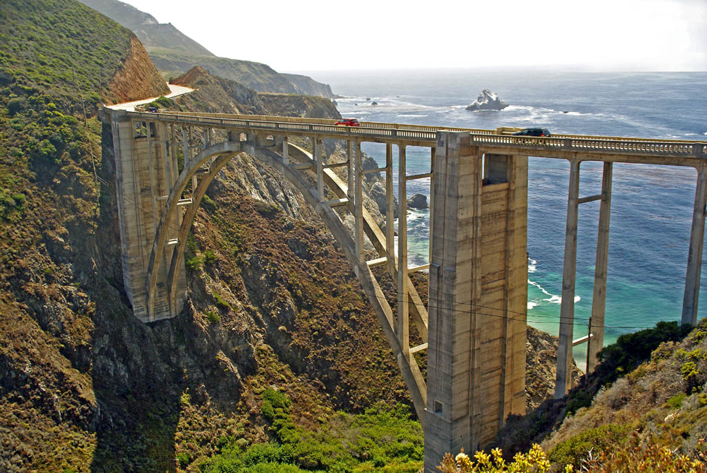 Bixby Creek Bridge spanning a coastal canyon along Highway 1 in Big Sur