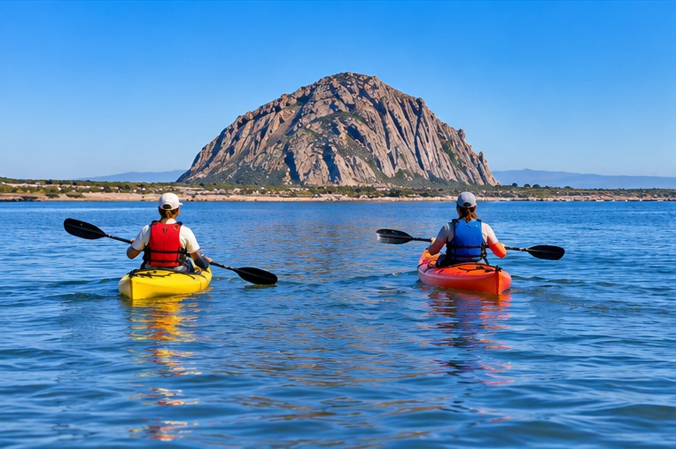 Kayaking on the calm waters of Morro Bay, California